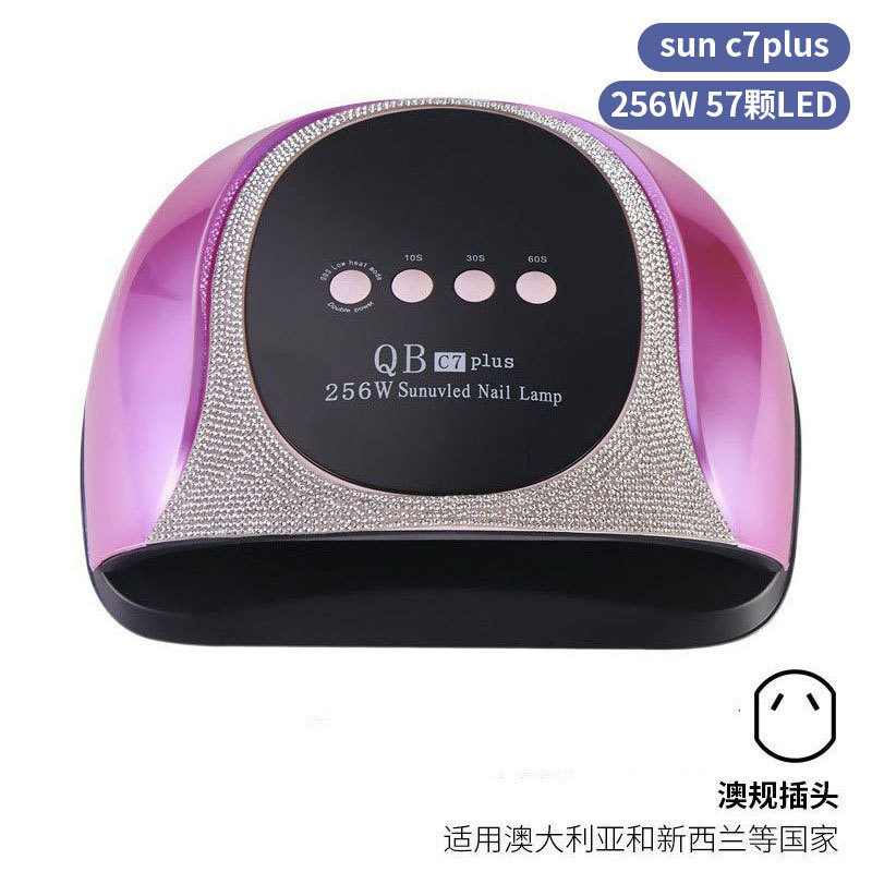 Lámpara de manicura inteligente de alta gama de luz de terapia de diamante 256W de alta potencia de pegamento de vinilo lámpara de horneado de dos manos secador de uñas transfronterizas