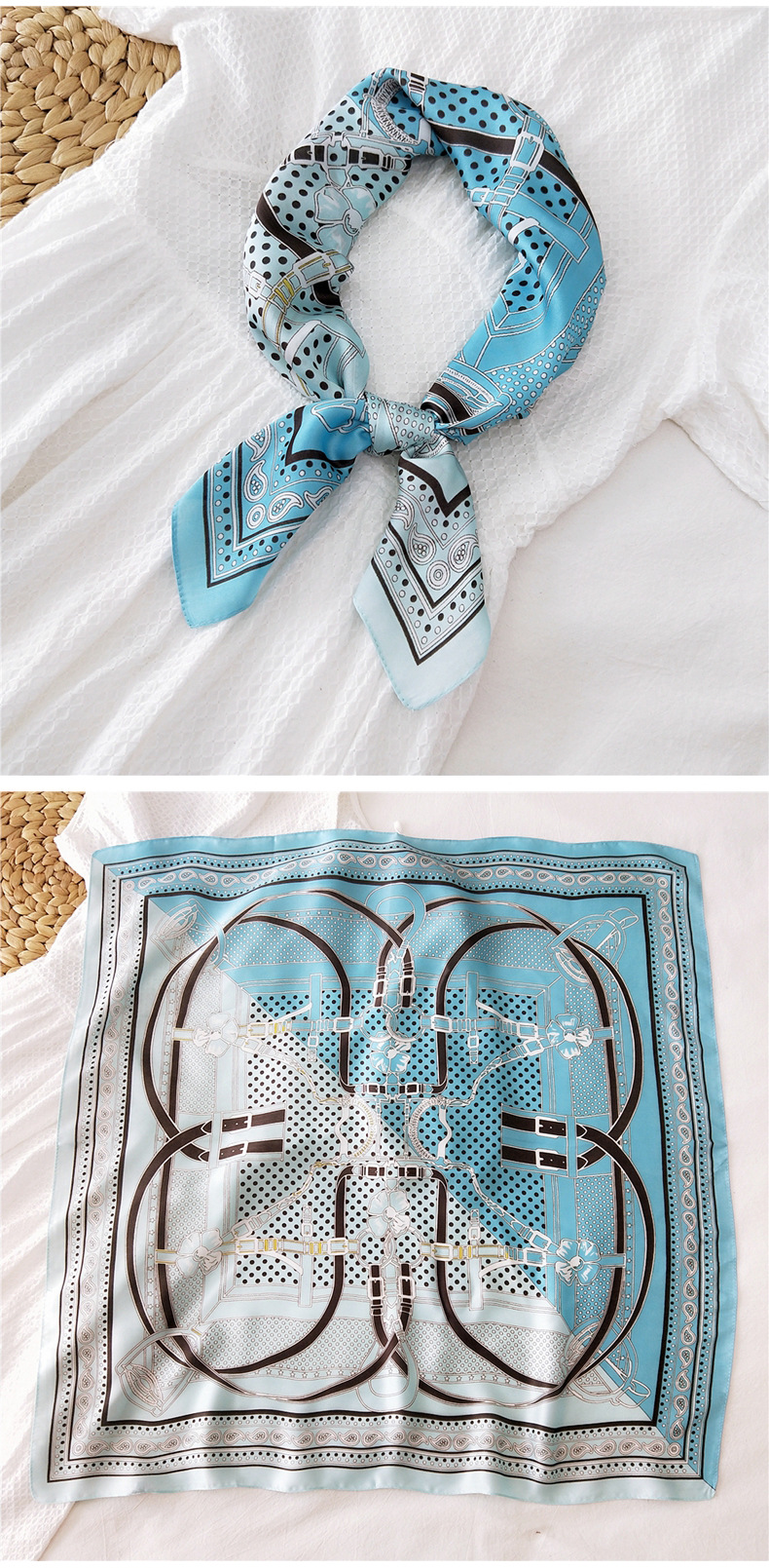 50g Weight Silk Scarf Classification Travel Occasion Silk Material Unisex Gender Printing Design Sweet Style Khaki, Grey, Red, Green, Blue, Black Color Simple Retro Square Scarf 26