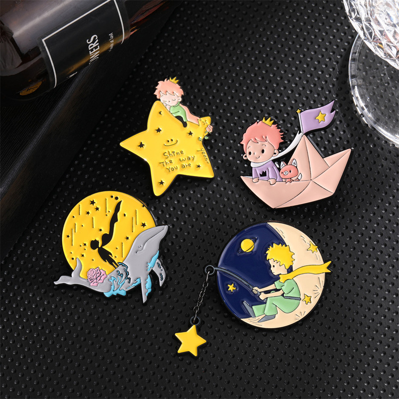 Cartoon Animation Little Prince Series Peripheral Metal Badge Rose Decoration Cosmic Fairy Badge Fashion Decorations Cartoon Animation Little Prince Series Peripheral Metal Badge Rose Decoration Cosmic Fairy Badge Fashion Decorations