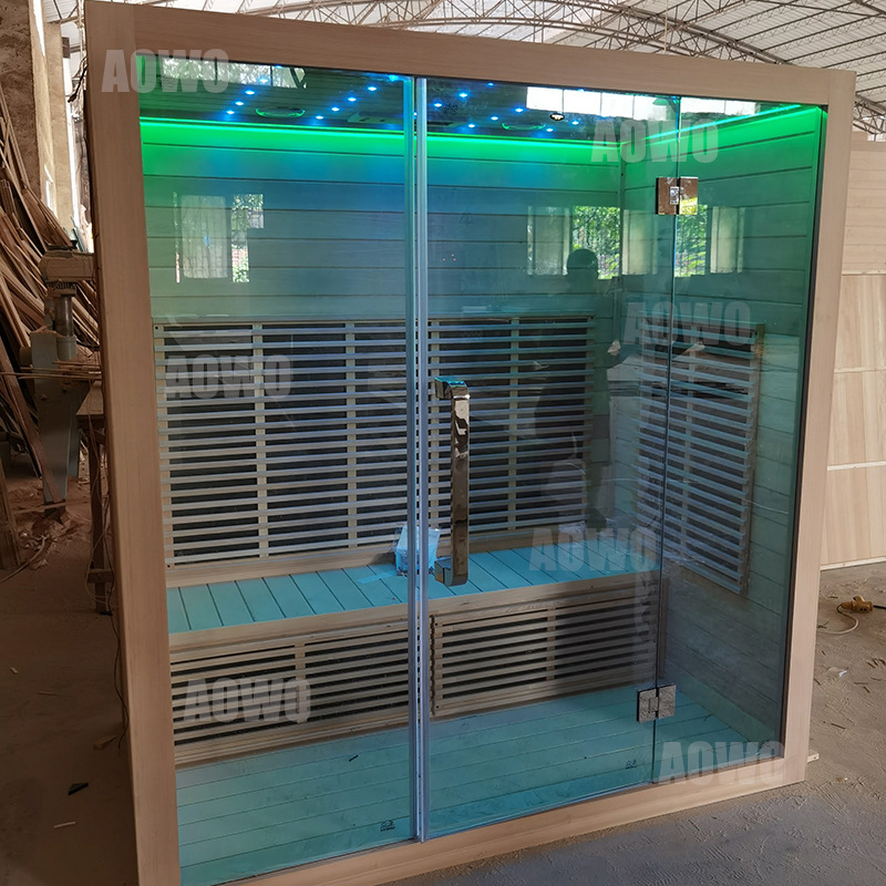 Abeto de hierro 3-persona sauna de infrarrojo lejano sala de ducha sala de sauna interior sala de sauna de madera hogar sala de ondas de luz