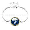 Metal hockey, retro bracelet natural stone, with gem, maple leaf