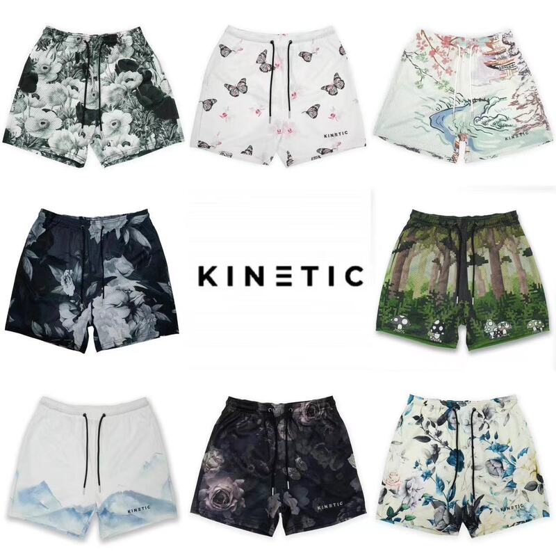 KINETIC American Fashion Brand Casual Shorts Beach Pants Flower Shorts Men's and Women's Basketball Pants Summer Four-point Sports Pants
