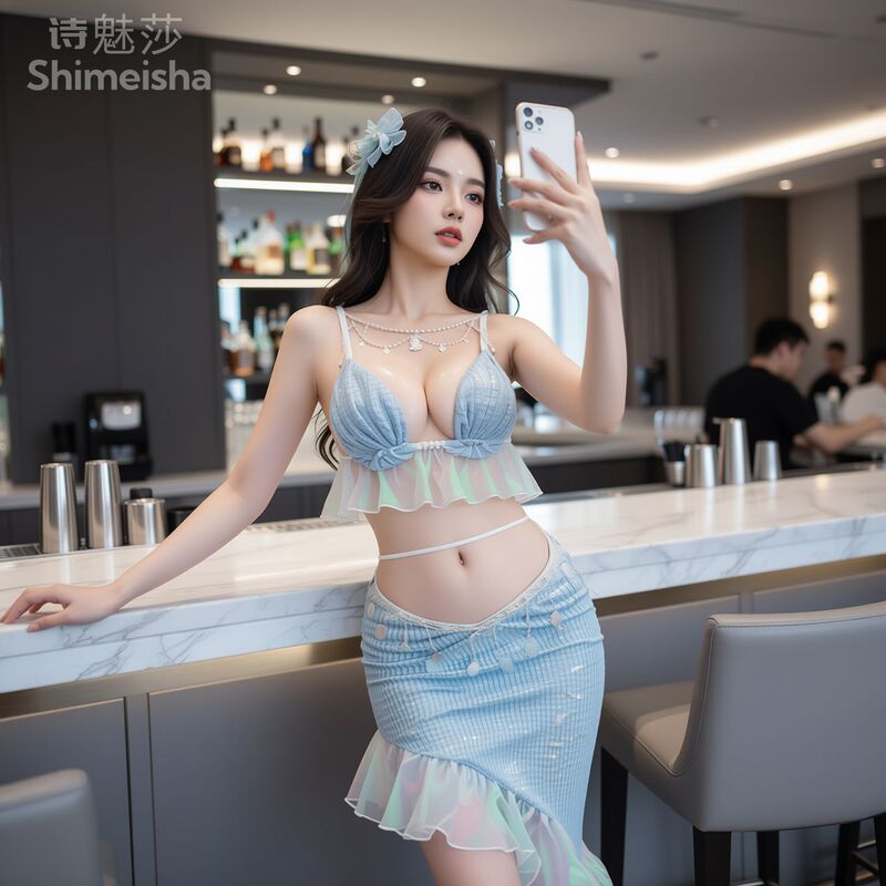 Shimeisha Sexy Lingerie Blue Sequin Iridescent Beautiful Mermaid Princess Set Cute Cosplay Outfit