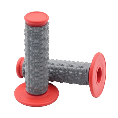 Off-Road Motorcycle Atv Racing Modification Silicone Large Particle Anti-Slip Handlebar Grips Left and Right Throttle Grips (Motorcycle Handle Cover) - red