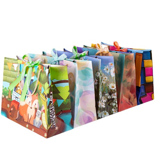 Oil painting style gift bag ins style gift bag gift bag wedding candy bag clothing store paper bag wholesale