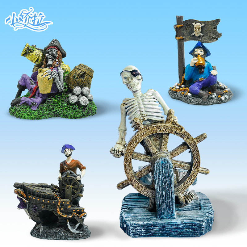 Estilo explosivo Barco roto Esqueleto Capitán Adornos Pecera Decoración de paisajismo Serie náutica Acuario Decoración de sala de estar Nuevo