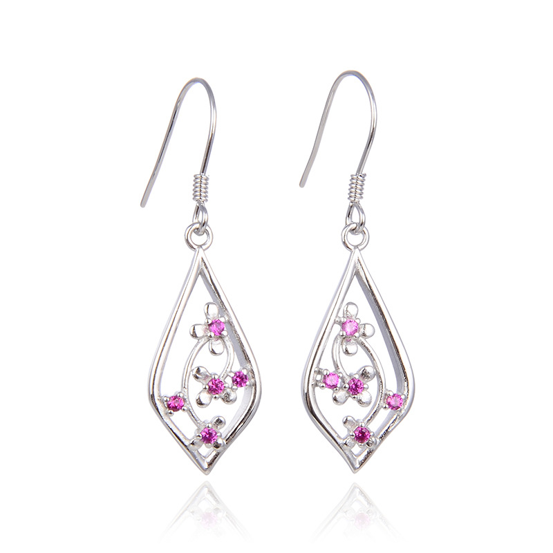 S925 pendientes de plata esterlina pendientes de moda femenina temperamento nicho diseño con incrustaciones de circón flor en forma de gota gancho para la oreja joyería del oído
