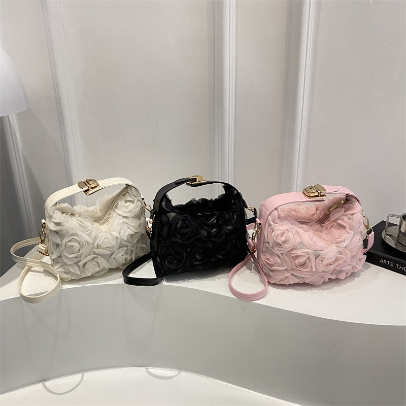 欧美爆款高级感蕾丝花朵晚宴包新娘婚纱礼服包甜美单肩斜挎手提包