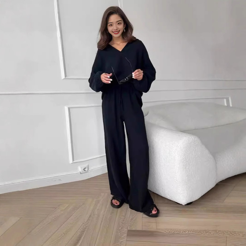 2024 Europe and the United States cross-border Amazon new cotton and linen suit cardigan long sleeve jacket pocket wide leg pants two-piece set