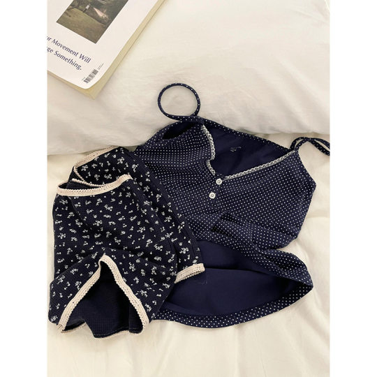Korean Style Polo Lace Edge French Style Cute Pajamas Women's 2025 Summer New Arrival Sling Shorts Outer Wear Home Clothes suit