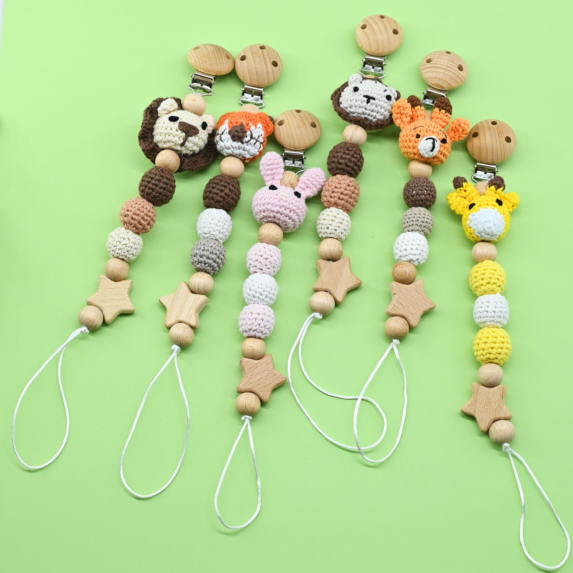 Cadena anti-caída de ganchillo Cadena de mordedor para bebés Palo molar para bebés Juguete Cuerda anti-pérdida Pegamento para morderse Cadena de chupete para bebés