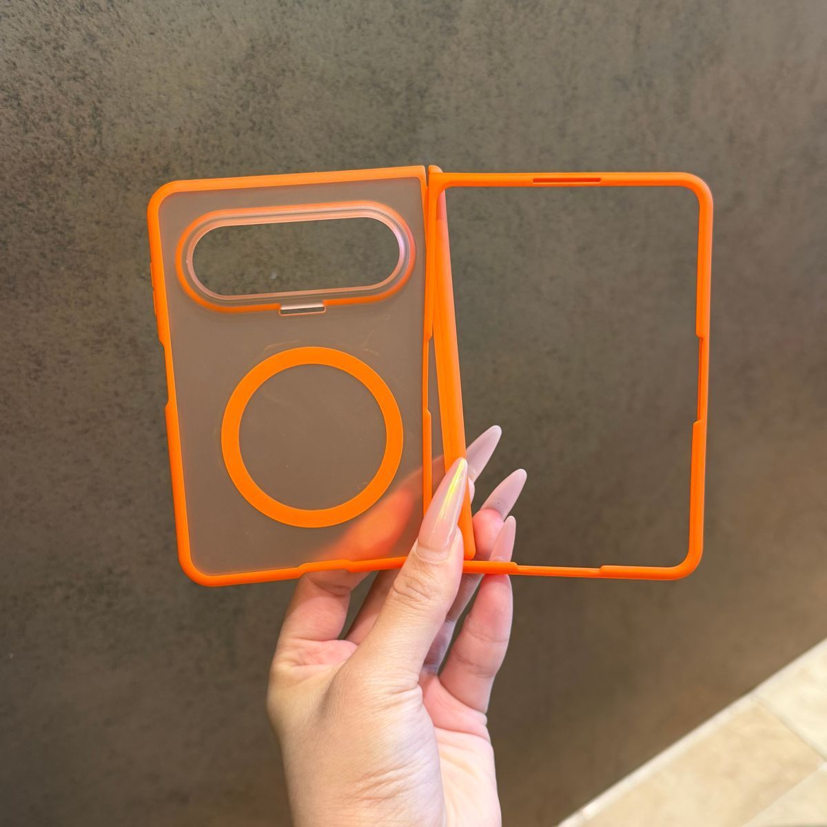 Magnetic suction-matte orange soft shell separate back shell