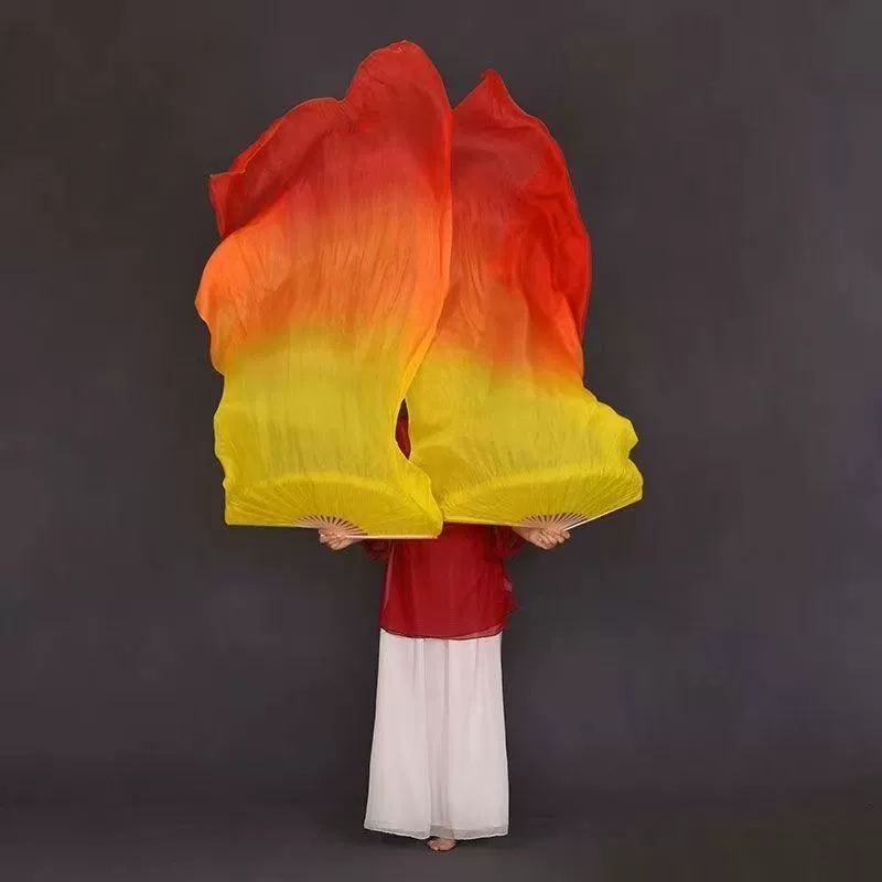 Танцевальный веер трехцветный градиент, имитация шелка, праздничный танцевальный веер, веер для исполнения танца