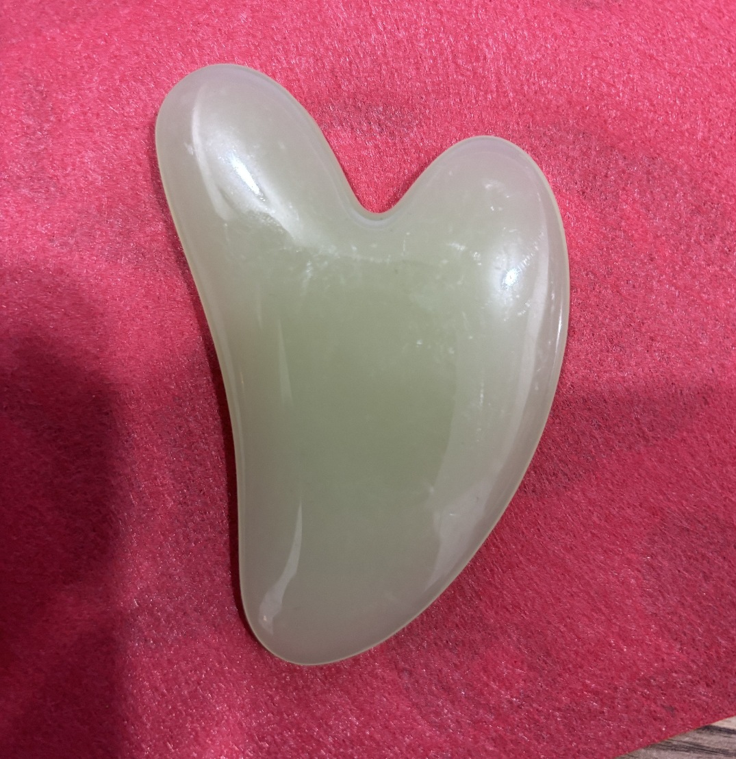 masajeador de rodillos de cristal de polvo en forma de corazón, masajeador de rodillos de doble cabeza, placa de belleza facial de cristal rosa