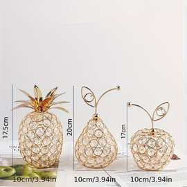 欧式ins创意水晶工艺品苹果雪梨菠萝造型家居装饰样板间橱窗摆件