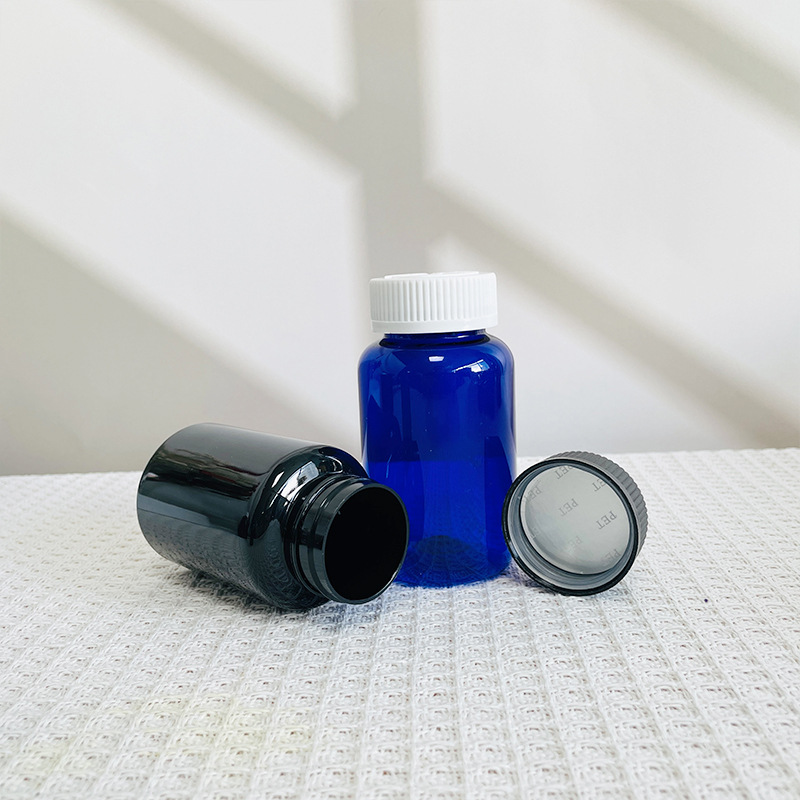 120ml 150ml PET botella de embalaje sólido botella de plástico cilíndrico recto botella de productos de salud botella de ciento lin botella de sello de botella de medicina