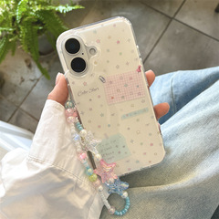 ピンクの青い付箋は画面いっぱいの細いキラキラした星がiPhone16リンゴ15ProMax/14/13携帯電話ケースに適用されている