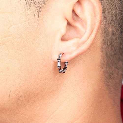 Titanium steel cast bamboo earrings European and American style retro personality ear bone ear buckle titanium steel earrings trendy men and women handsome earrings men