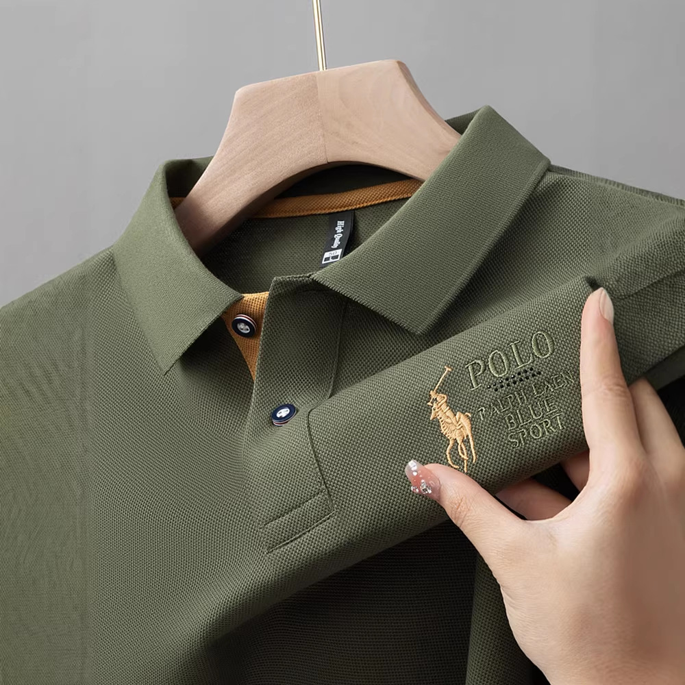 Non-Iron Embroidered Men's Polo Shirt Short-Sleeve Top for Young and Middle-Aged Dads, Business Casual, Good Quality, Export Cross-Border