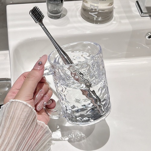 冰川纹漱口杯家用女刷牙洗漱杯牙杯口杯牙缸高级感透明牙刷架杯子