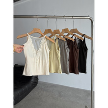 【王琪芝】蕾丝深V背心时尚百搭性感带胸垫吊带美背打底内衣WQ001