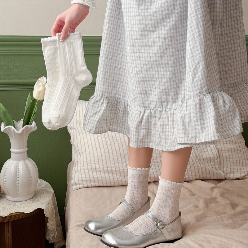 2026 Summer Silk Hollow Mesh Socks for Women, Lace Thin Breathable Versatile Ruffle Socks, Simple Style 2026 Summer Silk Hollow Mesh Socks for Women, Lace Thin Breathable Versatile Ruffle Socks, Simple Style