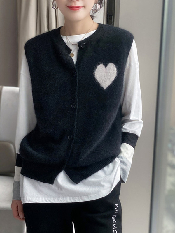 Black outer cashmere knitted vest for women Western style thin cardigan sweater waistcoat Spring and Autumn New wool vest for women