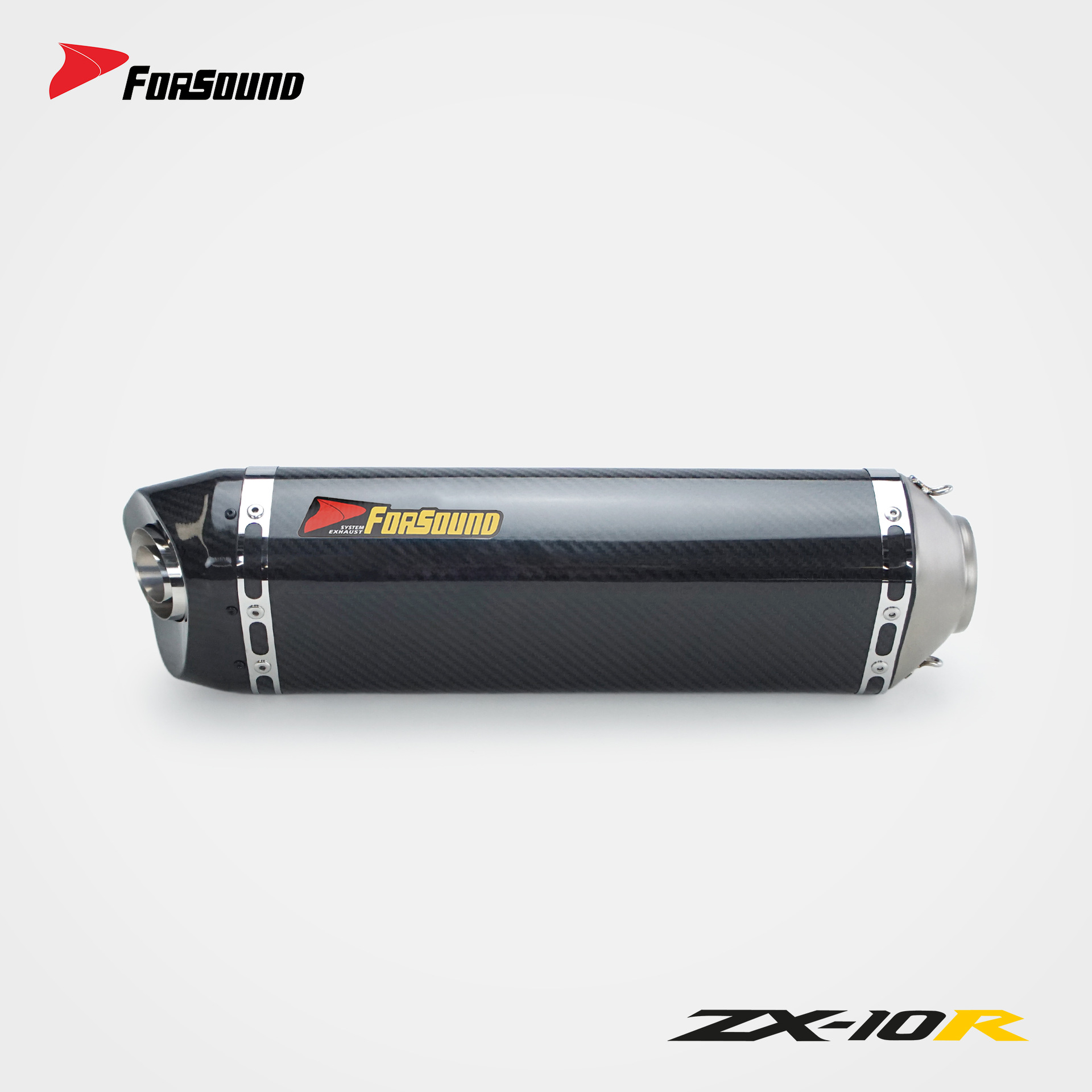KAWASAKI ZX-10R Big Bull modified exhaust mid and tail section, Grav's titanium alloy stainless steel carbon