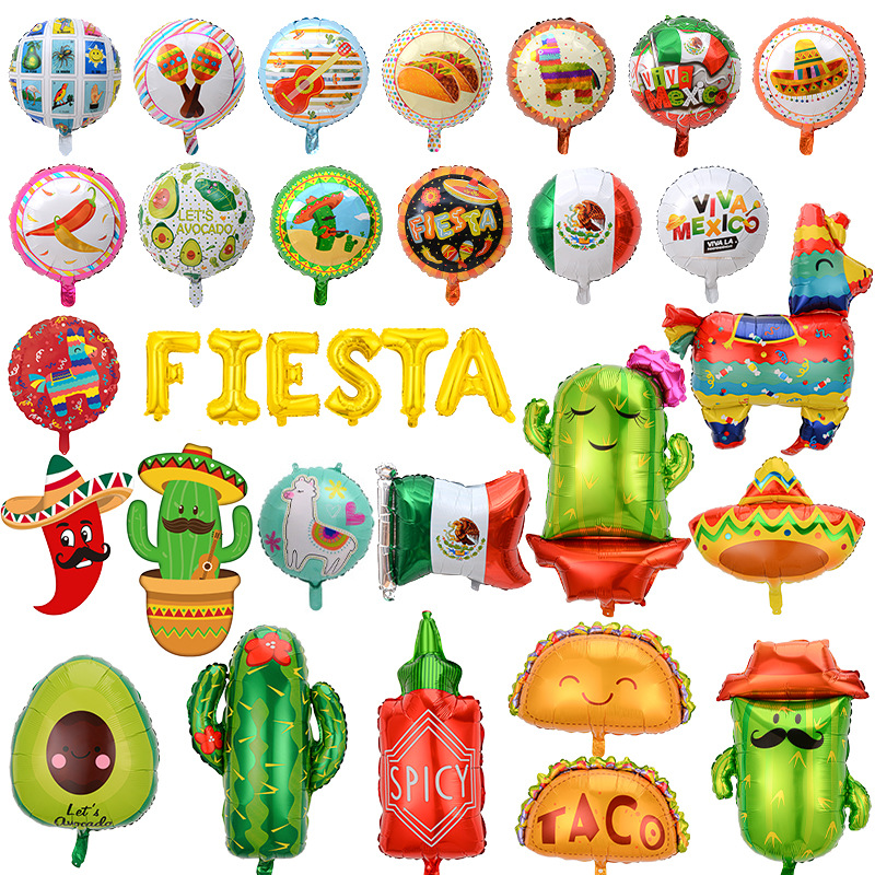 Transfronterizo cactus globo fiesta decoración película de aluminio Burrito TACO globo FIESTA traje