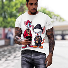 夏季跨境T恤老鼠兄弟图案男士短袖上衣3DT恤来图生产