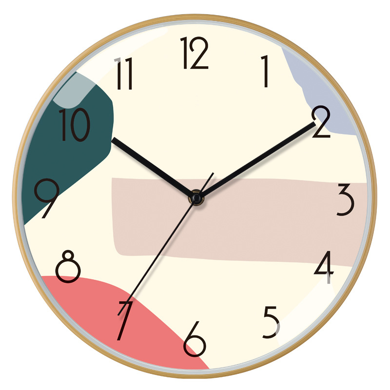 12-pulgadas 30cm nuevo estilo chino de madera-como patrón de bambú cepillado reloj mudo moda sala de estar personalizada creativa transfronteriza Reloj de pared