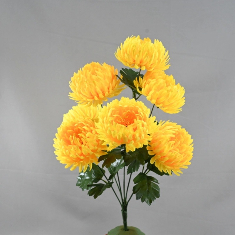 Flores artificiales de estilo europeo, crisantemo de 7 cabezas con forma de garra de dragón, decoración de bodas, arreglos florales, decoración de ventanas, ramo de flores artificiales decorativas