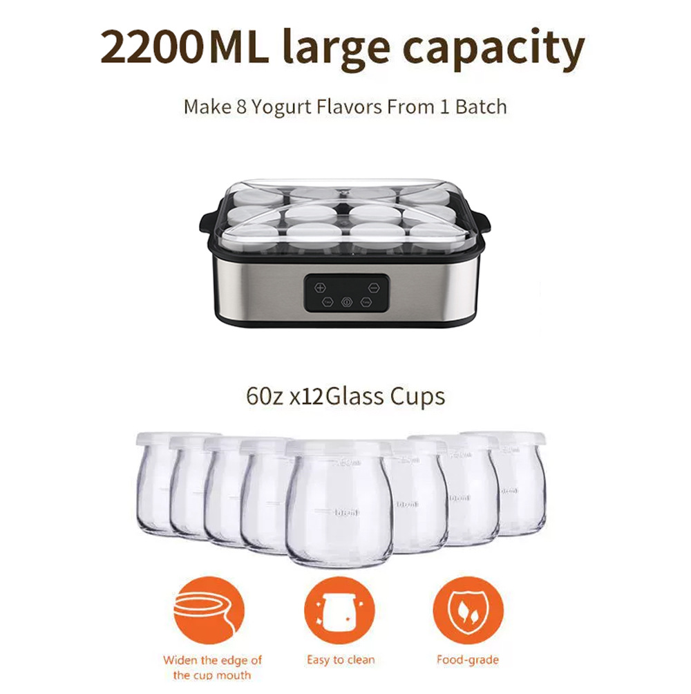 12 tazas de máquina de yogur mermelada helado yogur pudín desayuno máquina de fermentación YOGURT MAKER para uso transfronterizo