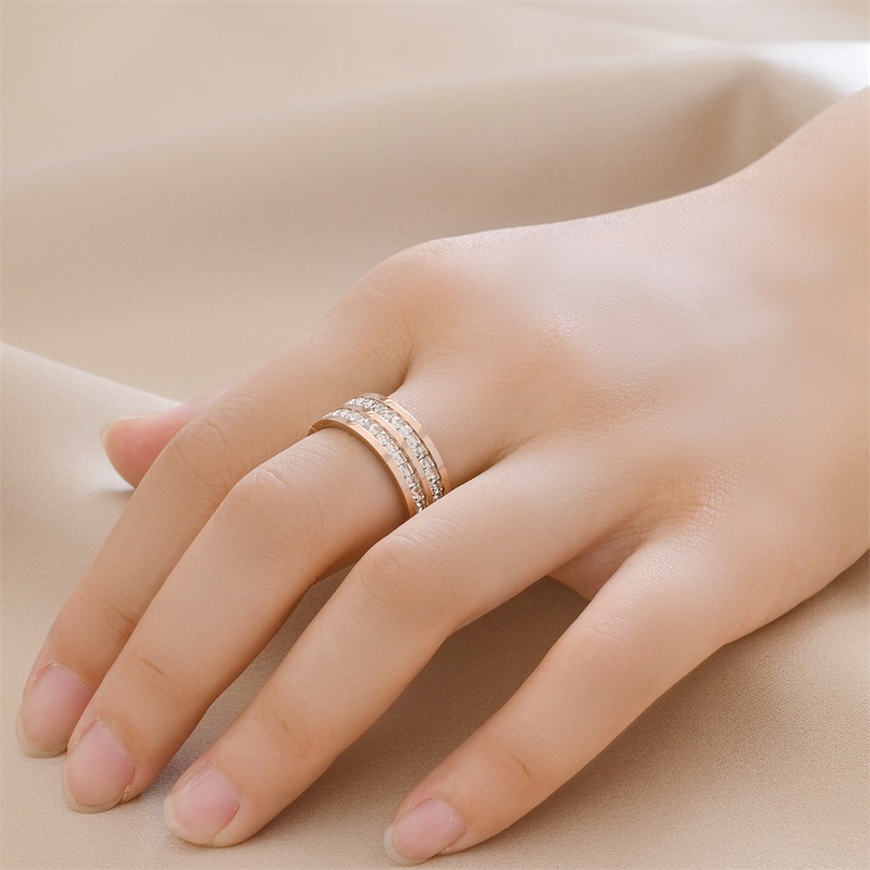 7g Weight Zircon Inlay Material Rings Classification 13, 5 Ring Size 1 Piece Quantity Holiday, Daily Occasion Titanium Steel Material Geometric Pattern Women's Gender Inlay Design Basic, Modern Style, Classic Style Style Wholesale Jewelry Basic Modern Style Classic Style Geometric Titanium Steel Zircon Inlay Rings 10