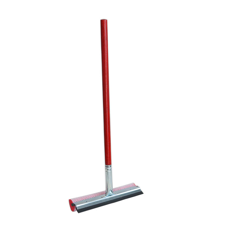 Raspador de ventanas metálico con cabezal de 25 cm, mango de 10 pulgadas y poste de madera lacada de 48 cm, rojo, directo de fábrica para limpieza de ventanas.