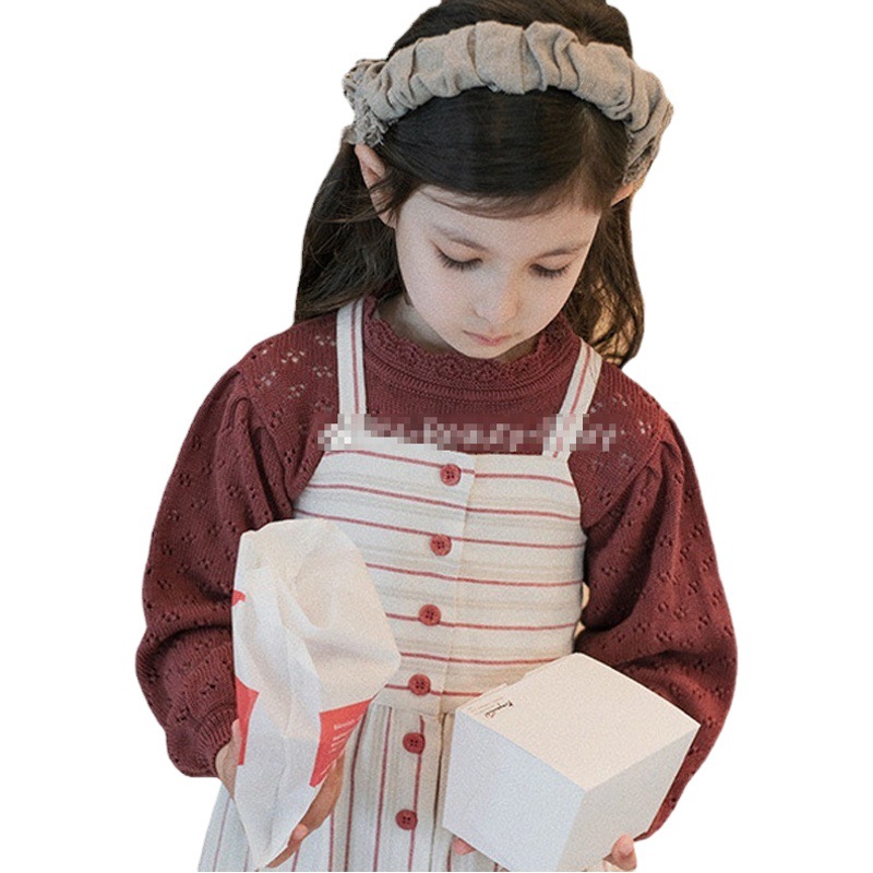 Bebe Orgánica de otoño e invierno de las niñas vestido de los niños de manga larga de punto de una sola pieza de algodón de encaje falda del bebé