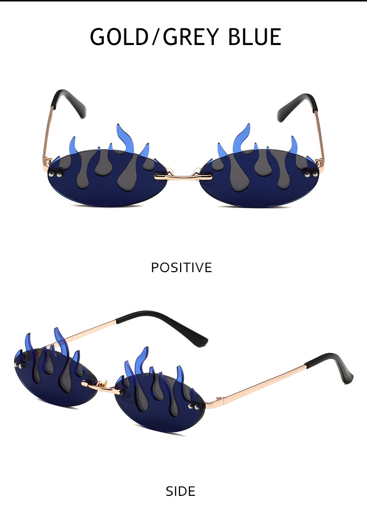 Men's Sunglasses New Hip Hop Flame Sunglasses Internet Celebrity Ins Double Lens Glasses Funny Contrast Color Sunglasses Female Trend_viptrois.com