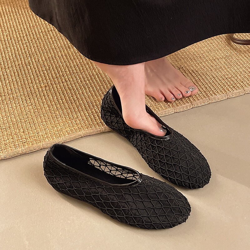 Breathable Mesh Fairy-Style Versatile Shallow Round-Toe Flats for Women, 2026 Summer New Flat-Soled Casual Commuter Shoes