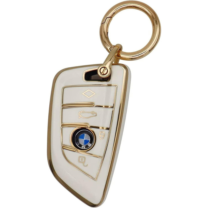 Cross-border hot sale golden edge car key case car key case diamond ring spring ring pendant key Amazon hot sale