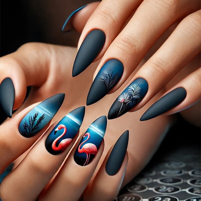 Creative Design European and American Wearing Armor Palm Tree Flamingo nails scrub fake nails nail YA-49 Creative Design European and American Wearing Armor Palm Tree Flamingo nails scrub fake nails nail YA-49