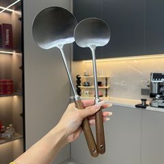 胡桃木炒菜小锅铲316不锈钢分餐餐厅料理铲厨房盛米饭勺公用菜勺