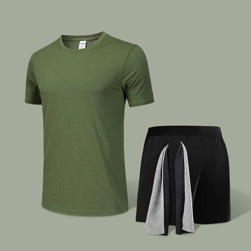 Verano transfronterizo Amazon al aire libre suelto color sólido traje de talla grande deportes y ocio cuello redondo pantalones cortos de manga corta traje de dos piezas