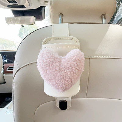 Umbrella Storage Hook for Women | Car cup holder/beverage holder - off-white-leather-water-cup-holder-with-hook-pink-heart
