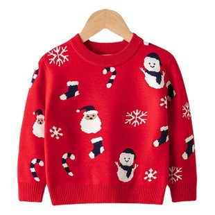 Factory Direct Sales new autumn and winter European and American children's Christmas cartoon sweater boys and girls baby pullover sweater