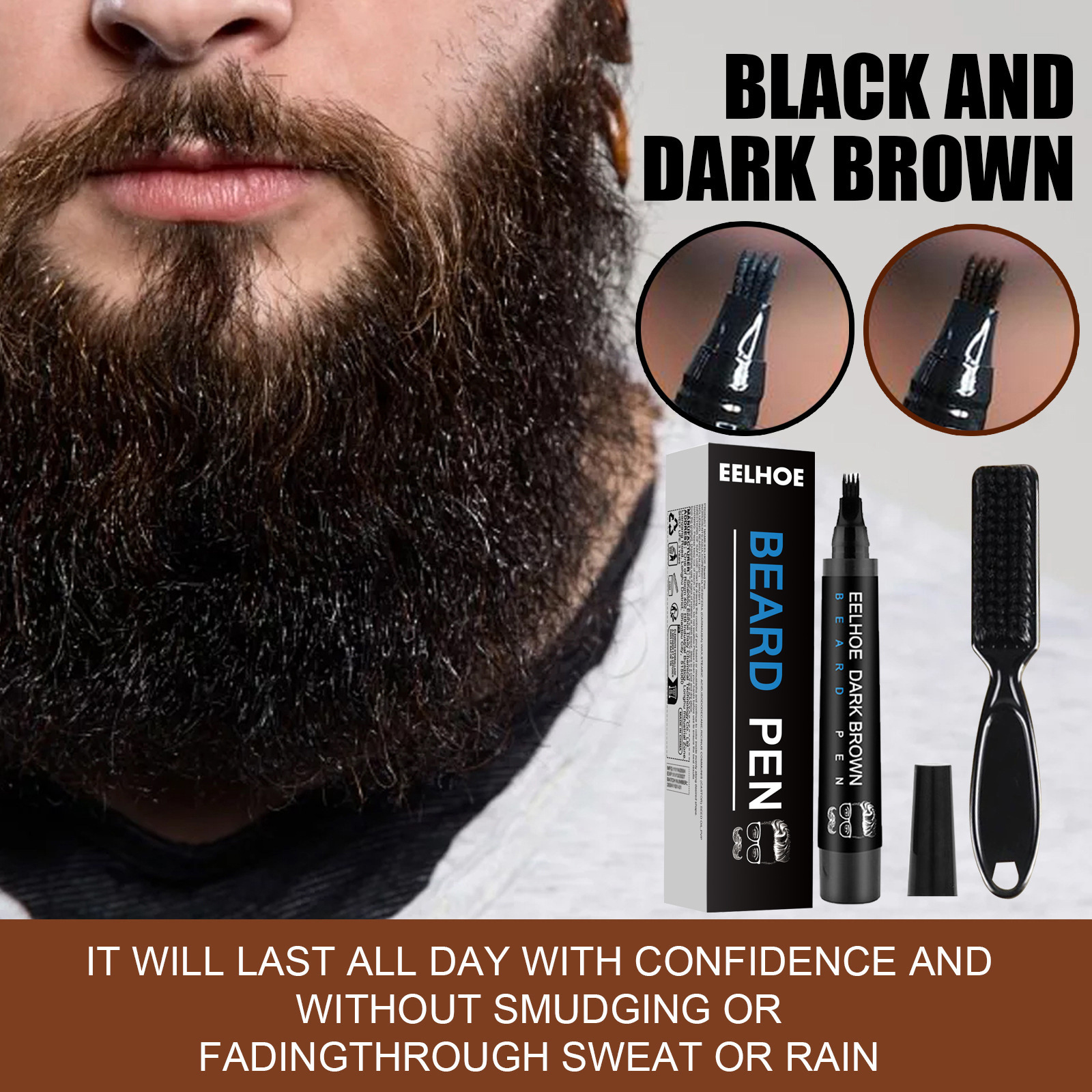 Eelhoe Beard Filler Pen Kit Men's Beard Natural Waterproof Beard Pen Beard Drawing Pen