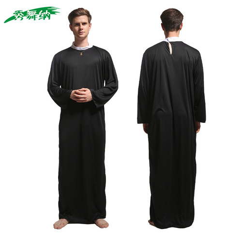 Halloween cosplay Revived Priest Costume Father Godfather Missionary Monk Costume Costume Party Performance Attire