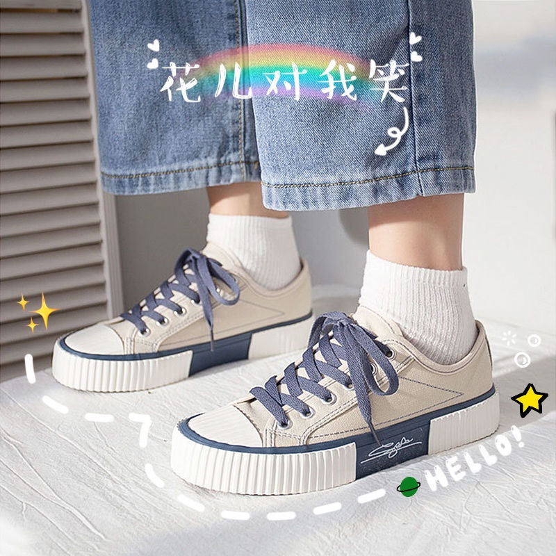 INS nicho zapatos de lona para mujeres 2024 nuevo otoño estilo coreano versátil ulzzang estudiante galleta pequeña pizarra zapatos