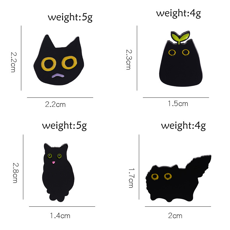 AliExpress nueva aleación animal broche de dibujos animados lindo gato negro forma pintura insignia accesorios en stock al por mayor