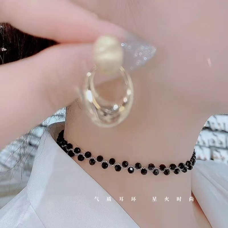 轻奢经典款几何形椭圆耳环小众设计感耳饰品精致通勤百搭款耳坠|undefined