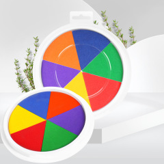 可水洗兒童diy手指畫印泥圓形印台幼兒園繪畫塗鴉手掌畫彩色顏料